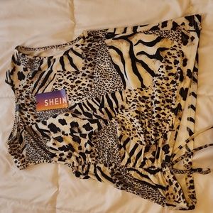 Shein curve multi print top